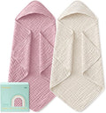 Yoofoss Hooded Baby Bath Towels 2 Pack 100% Muslin Organic Cotton by YOOFOSS