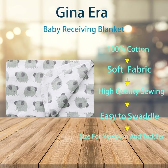 Gina Era Flannel Receiving Blankets, Baby Swaddle Blankets 100% Cotton 4 Pcs - Image 2