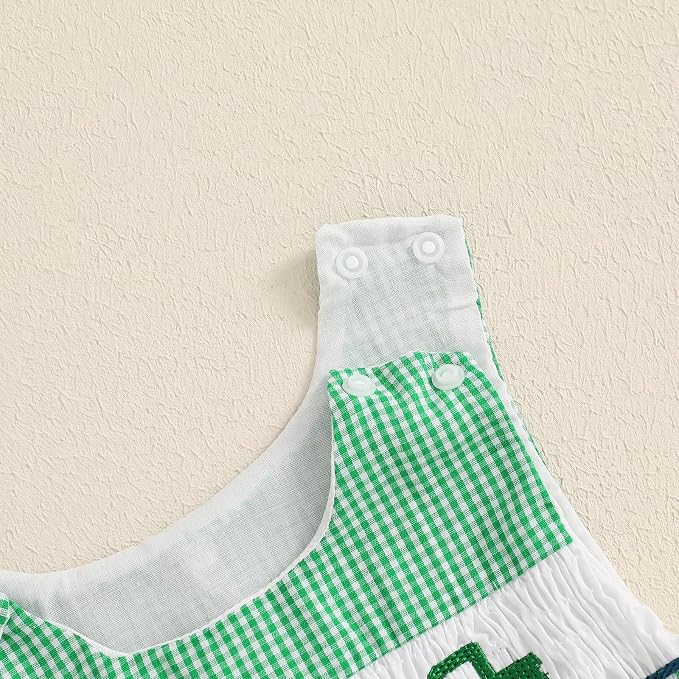 Newborn Baby Boys Sleeveless Seersucker Romper One Piece Straps Overalls - Image 5