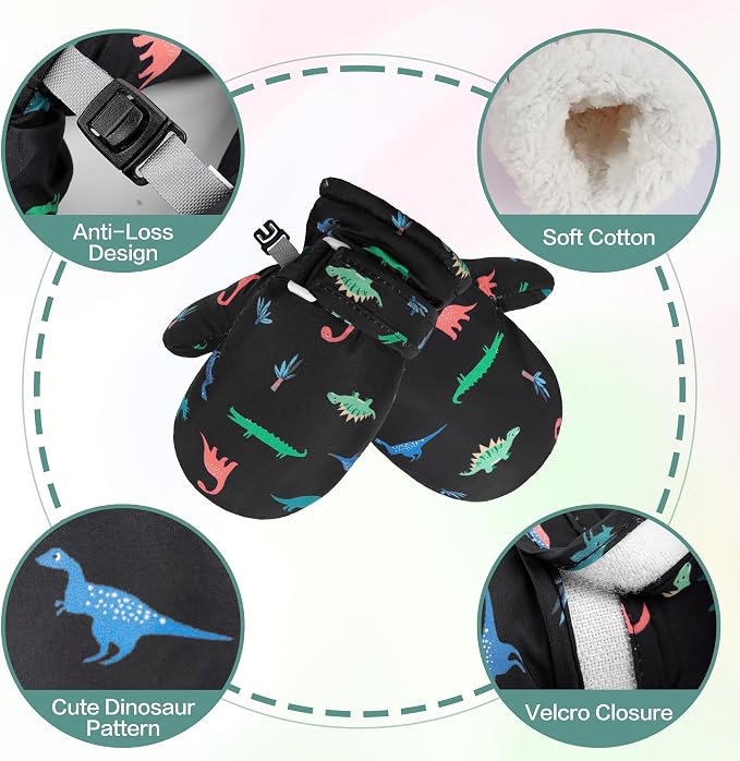 Toddler Mittens Lined Fleece Snow Gloves - Image 2