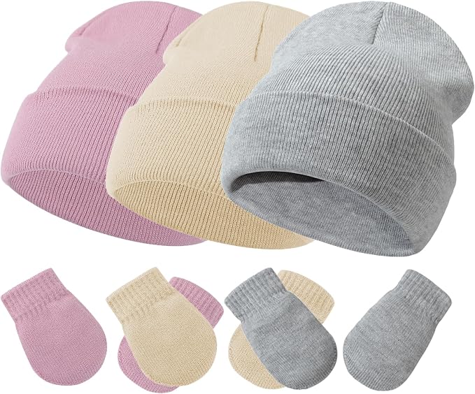 Baby Hats and Mittens Set Infant Toddler Beanie Cap Newborn Gloves by SeaZaela