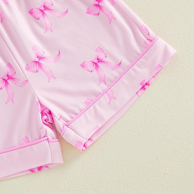 Kuriozud Toddler Baby Girl Pajamas Set Summer Floral Short Sleeve Button Down - Image 8