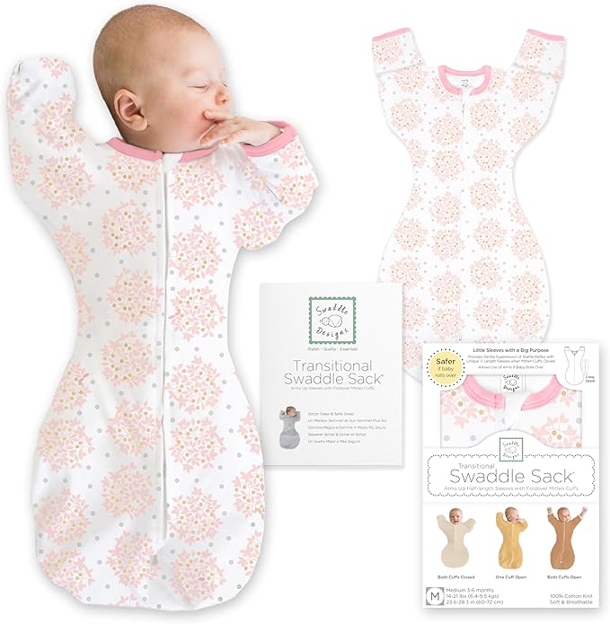 SwaddleDesigns Transitional Swaddle Sack, Arms Up Half-Length Sleeve & Mitten by SwaddleDesigns