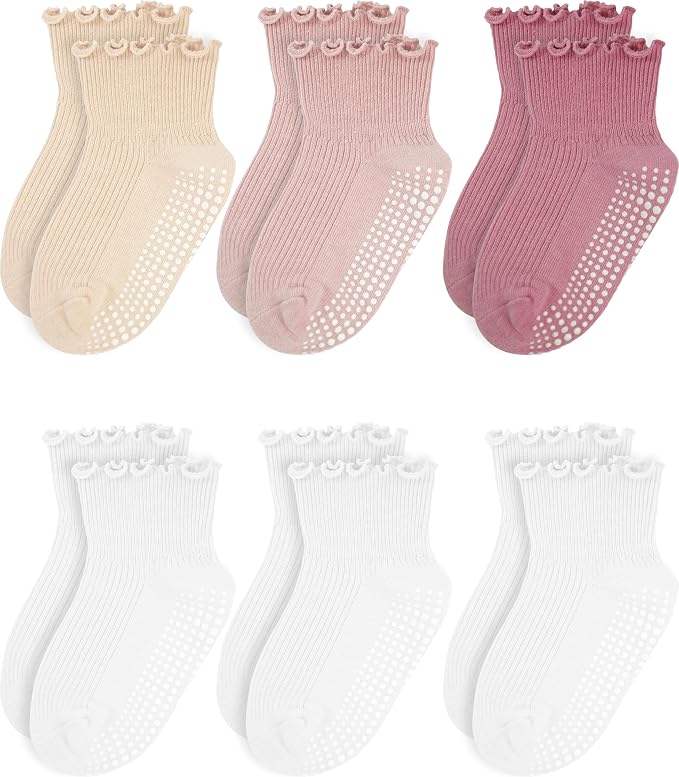 Girls Ruffle Socks Non-Slip Ankle Socks by Sooneeya