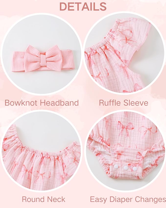 Renotemy Newborn Baby Girl Clothes Coming Home Summer Outfits Preemie-18M | - Image 5