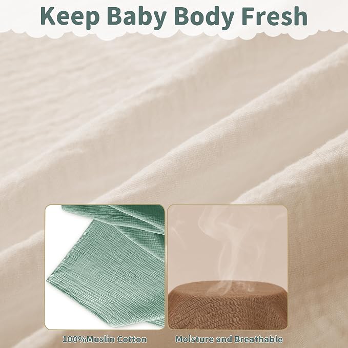 Muslin Swaddle Blankets for Newborn, 2 Pack Breathable Soft Receiving Blanket - Image 5