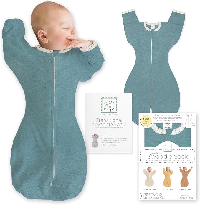 SwaddleDesigns Transitional Swaddle Sack, Arms Up Half-Length Sleeve & Mitten by SwaddleDesigns