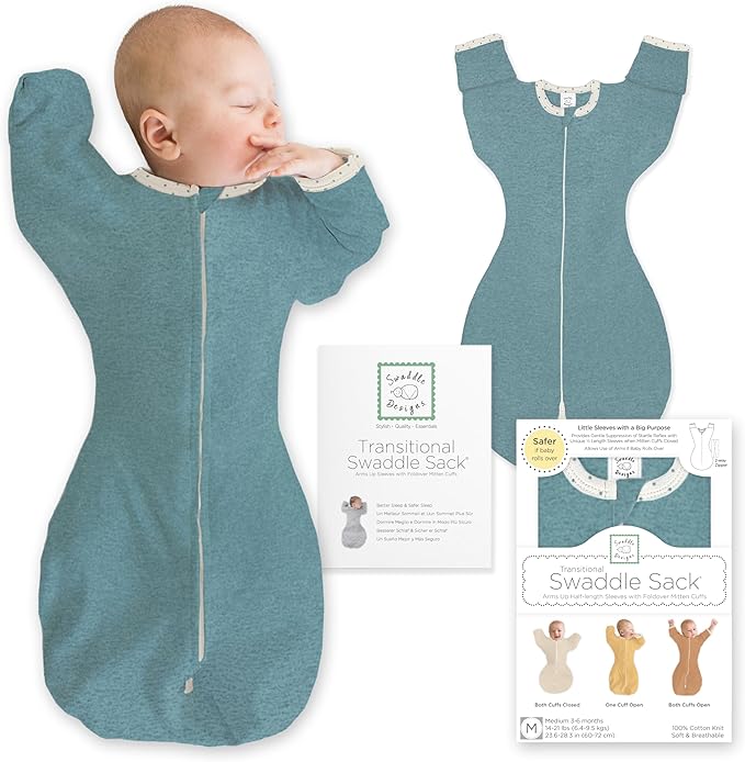 SwaddleDesigns Transitional Swaddle Sack, Arms Up Half-Length Sleeve & Mitten by SwaddleDesigns