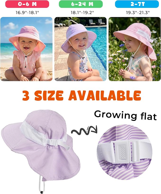 Toddler Baby Sun Hat Kids Summer Beach Essentials Adjustable Beach Hats - Image 5