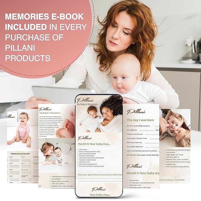 PILLANI Nursing Pillow for Breastfeeding, Breast Feeding Must Haves, New Mommy Essentials, Brest Feeding Pillow for Mom & Baby, Removable Cotton Cover, Adjustable Waist Strap, Breastfeeding Pillows