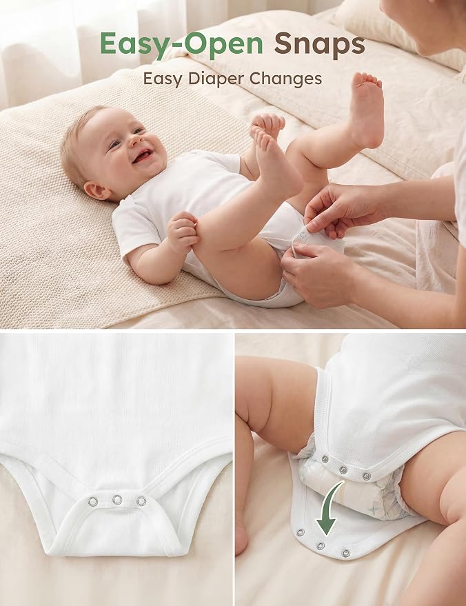 Yoofoss Baby Bodysuits 100% Organic Cotton Baby Short Sleeve Baby Boys Girls - Image 4