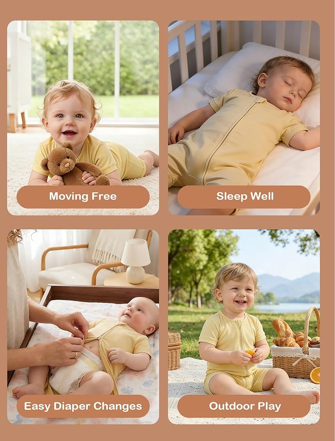 JunNeng Short Sleeve Romper, Rayon from Bamboo Baby Boy Sleeper Jumpsuit - Image 6
