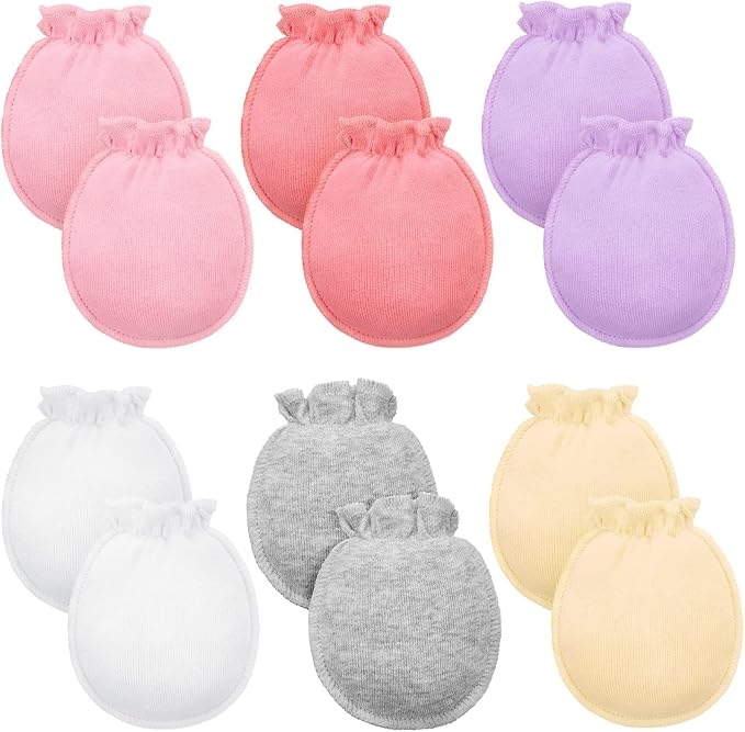 Syhood 6 Pairs Newborn Baby Mittens Cotton No Scratch Infant Gloves Elastic by Syhood