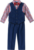 Nautica Boys' 4-Piece Formal Suit Set with Vest, Pants, Collared Dress Shirt, and Tie