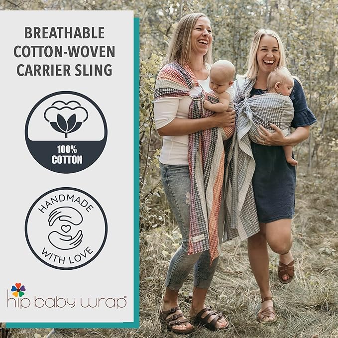 Hip Baby Wrap Ring Sling Baby Carrier for Infants and Toddlers - 100% Soft Cotton Baby Wraps Carrier for Babies 8-35 lbs - Perfect Baby Shower Gifts Moms and Dads - Nursing Cover (Mediterranean)