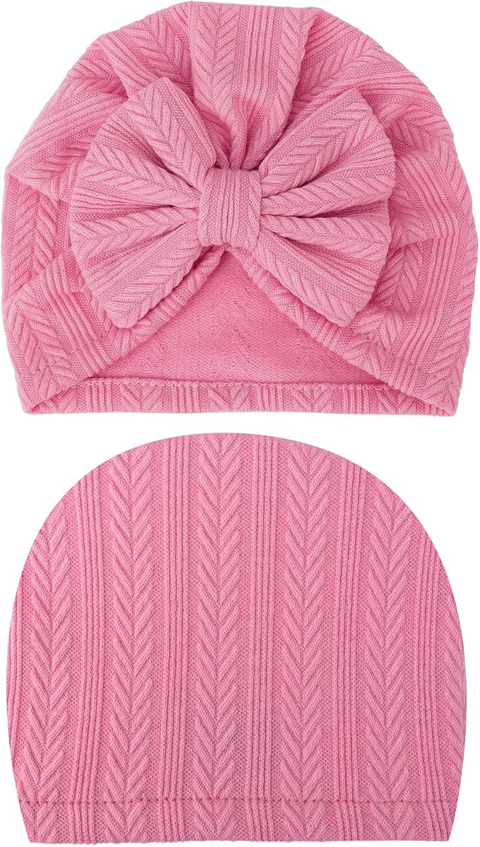 DRESHOW BQUBO 5 Pieces Newborn Baby Turban Hats Bow Baby Infant Beanie - Image 7