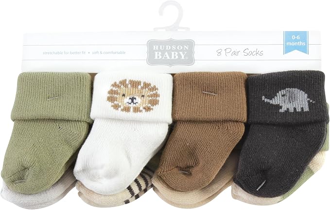 Hudson Baby Baby 8-pack Cotton Rich Newborn and Terry Socks - Image 2