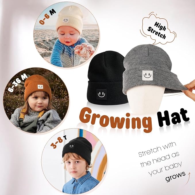 FURTALK Baby Beanie 2 Pack Toddler Winter Hat Embroidered Knit Cap Ages 0-8 | - Image 3