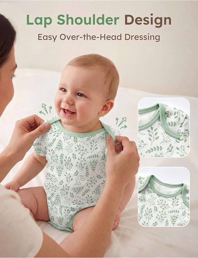 Yoofoss Baby Bodysuits 100% Organic Cotton Baby Short Sleeve Baby Boys Girls - Image 3