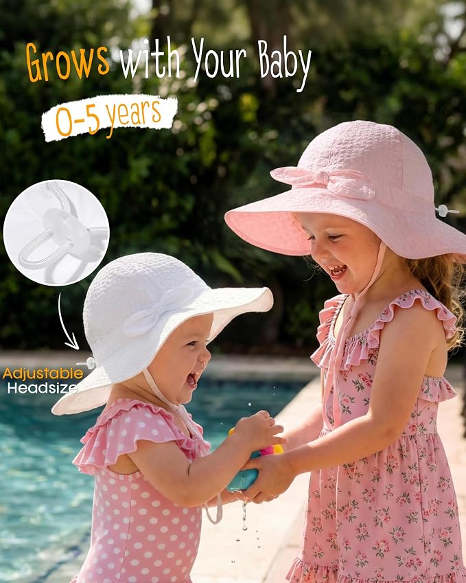 FURTALK 3 Pack Baby Sun Hat Toddler Beach Hat Girls UPF 50+ Wide Brim Infant - Image 3