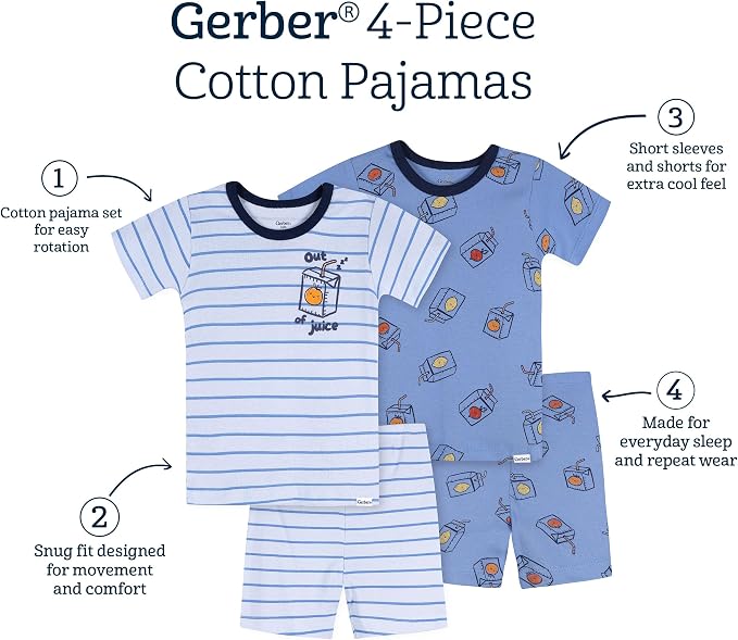Gerber Baby Boys 4 Piece Pajama Set - Image 6