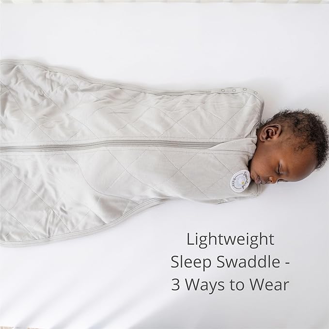 Dreamland Baby Bamboo Viscose Swaddle Sleep Sack (0-6 Months). 1.0 TOG Ultra Soft Swaddle Blanket w/Built in Band. 97% Viscose, 3% Spandex (Grey). Mom-Owned US Business, Premium Materials