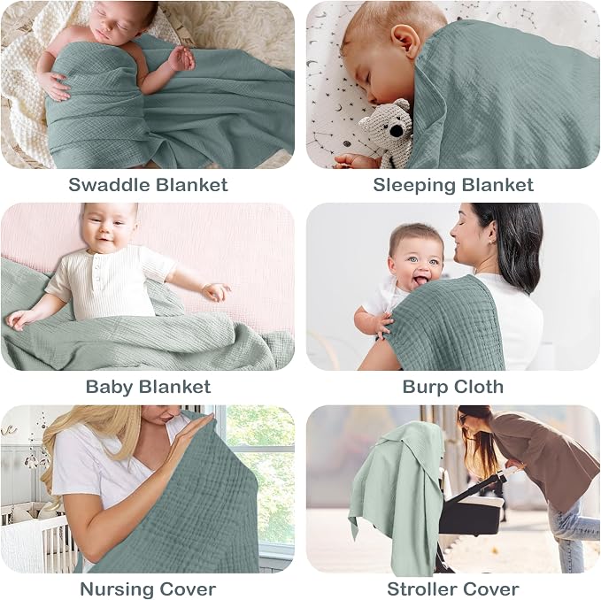 100% Organic Cotton 2 PK Soft Muslin Swaddle Blanket Unisex 47x47 | Oeko-TEX - Image 8