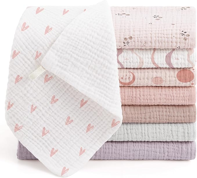 Bearmoss Muslin Burp Cloths 100% Cotton Cloths Baby Burp Cloths Muslin by Bearmoss