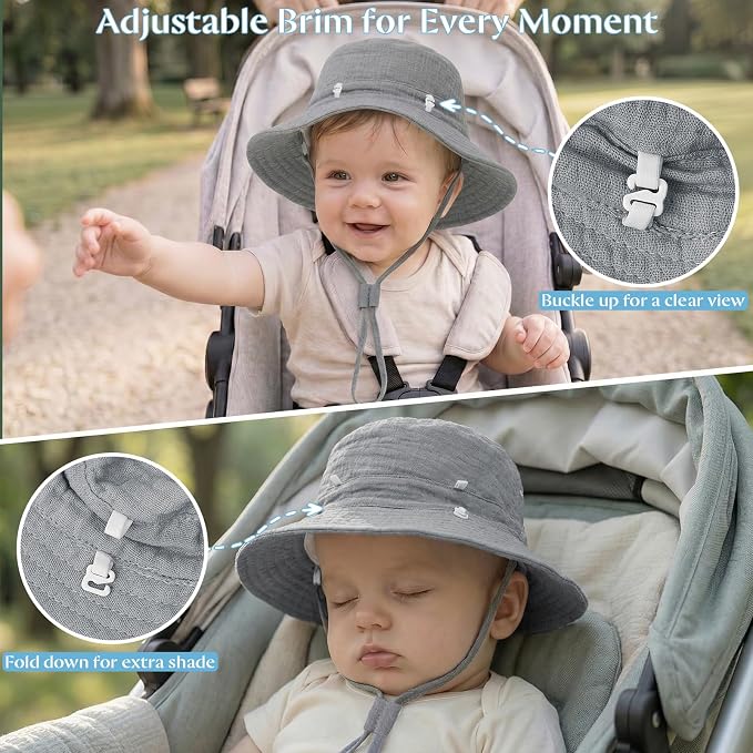 Play Tailor 2 Pack Newborn Baby Sun Hat Breathable Muslin Cotton Cap 0-24M | - Image 3