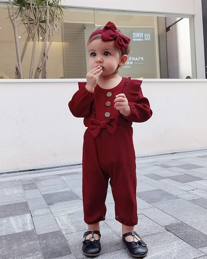 Mioglrie Newborn Baby Girl Clothes 1 Piece Infant Fall Winter Romper Outfit | - Image 3