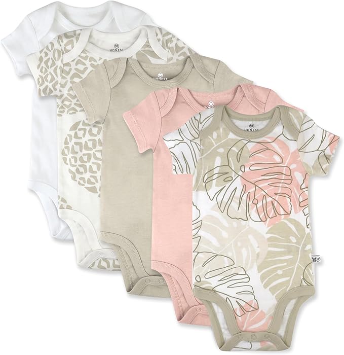 HonestBaby baby-girls 5-pack Short Sleeve Bodysuits One-piece 100% Organic by HonestBaby