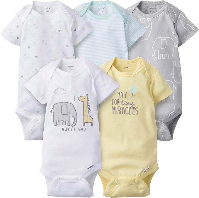 Gerber Baby Girls 5-Pack Short Sleeve Variety Onesies Bodysuits by Gerber