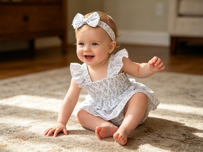 YOUNGER TREE Baby Girl Clothes Ruffle Romper Boho Dress Summer Cake Smash - Image 2