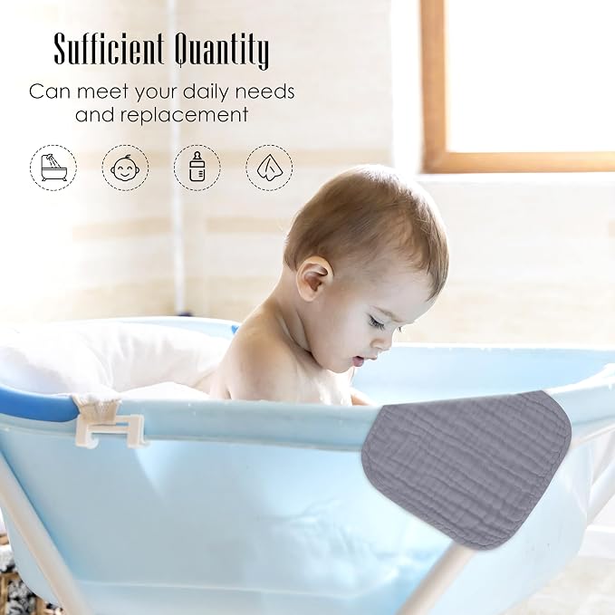 Baby Washcloths -100% Cotton Muslin Soft Baby Bath Wash Cloths and Absorbent - Image 4