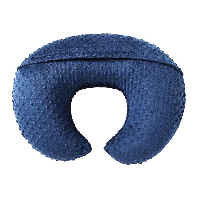 Nursing Pillow and Positioner, Breastfeeding, Bottle Feeding, Baby Sitting Support with Removable Ultra Soft Cover, Tummy Time Support for Baby Boys and Girls (Estate Blue)