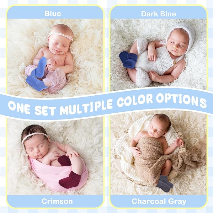 8 Pairs Newborn Socks Thick Cotton Terry Turn Cuff Baby Socks 0-6 Months Cute - Image 5