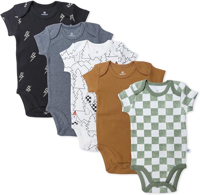 HonestBaby 5-pack Short Sleeve Bodysuits One-piece 100% Organic Cotton by HonestBaby