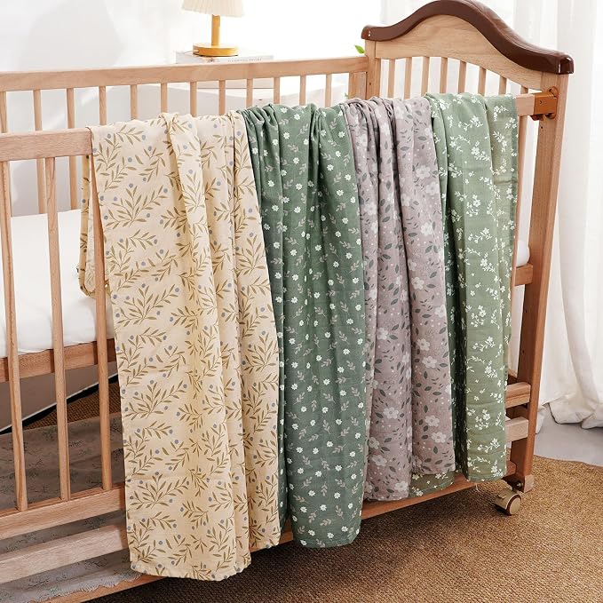 4 Set Muslin Swaddle Blankets Receiving Blanket - Image 4