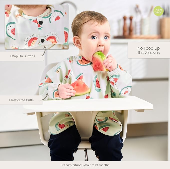Waterproof Smock Baby Bibs for Eating | Long Sleeve Bib for Baby Led Weaning - Image 6