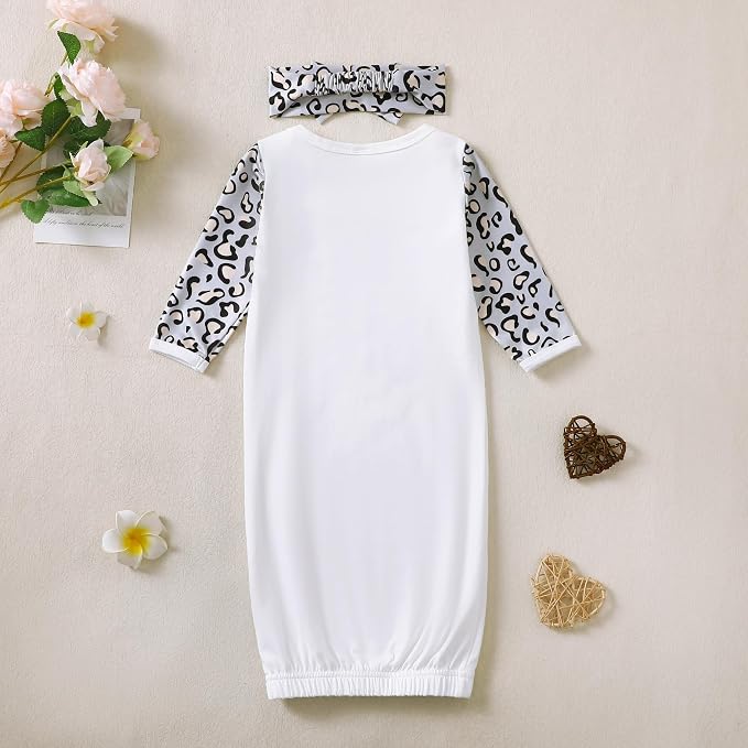 AMAWMW Newborn Baby Girl Little Sister Sleeper Gown Stripe Long Sleeve - Image 6