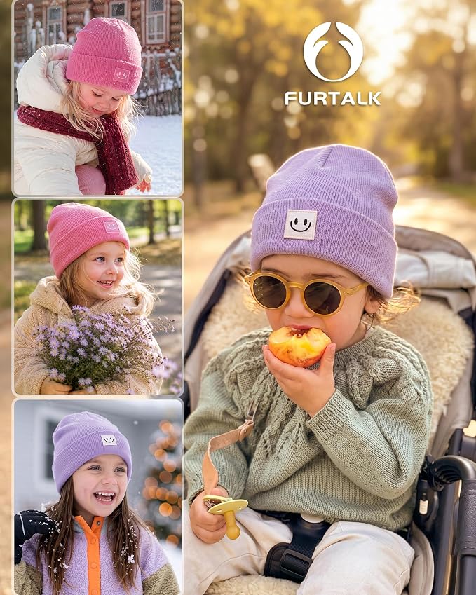 FURTALK Baby Beanie 2 Pack Toddler Winter Hat Embroidered Knit Cap Ages 0-8 | - Image 5
