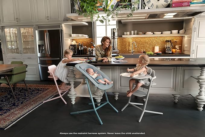 Cybex LEMO High Chair 3-in-1 Set with Baby Set + Snack Tray - Modern Design, One-Hand Depth & Height Adjustment & Anti-Tip Wheels - from 6 Months, Convertible to Adult Chair, All White