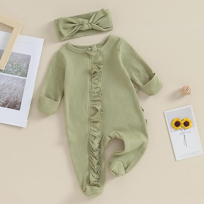 CIYCUIT Baby Girls Cactus Footies Newborn Zip Up Onesie Romper