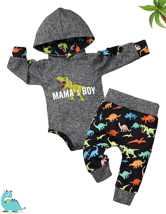 Fommy Newborn Baby Boy Clothes Plaid Letter Print Long Sleeve Hoodies + Long - Image 5