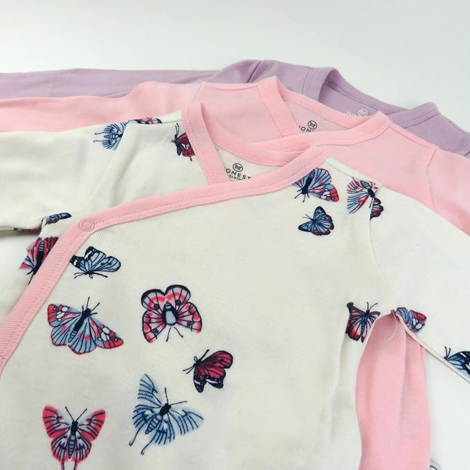 HonestBaby Baby 3-pack Long Sleeve Side-snap Kimono Bodysuits Organic Cotton - Image 3