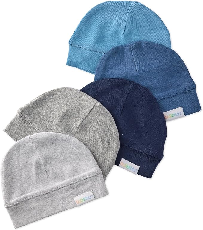 Charlie 5-Pack Caps 100% Organic Cotton Beanie Hats | GOTS certified Organic by Butterblu