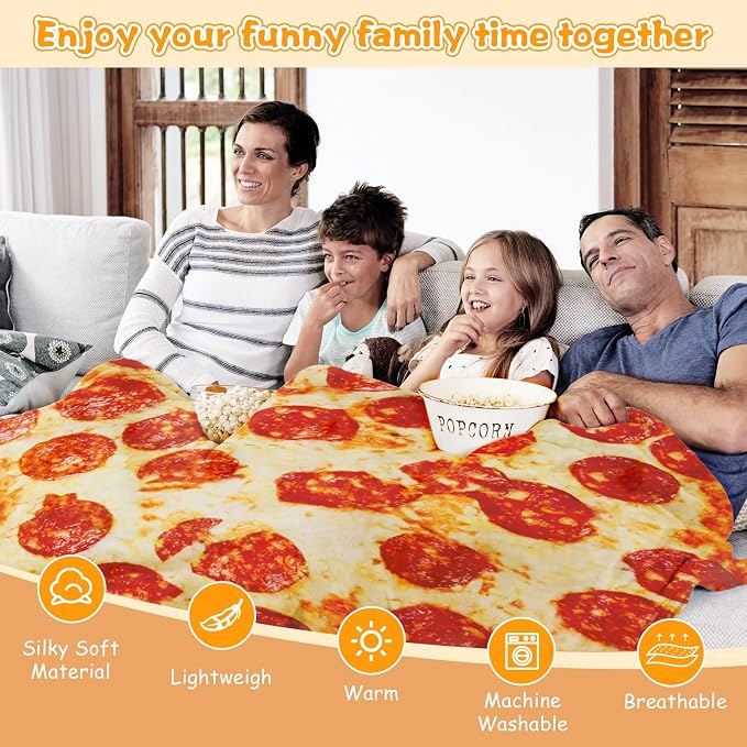 Lhedon Pizza Blanket 71 Inch Funny Food Throw Soft Flanne | Gag gifts, - Image 4