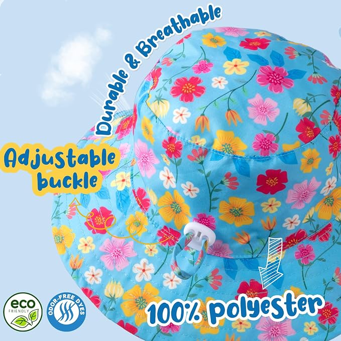 Baby Sun Hat Kids Summer Sun Protection Toddler Bucket Hat Wide Brim Adjustable - Image 3