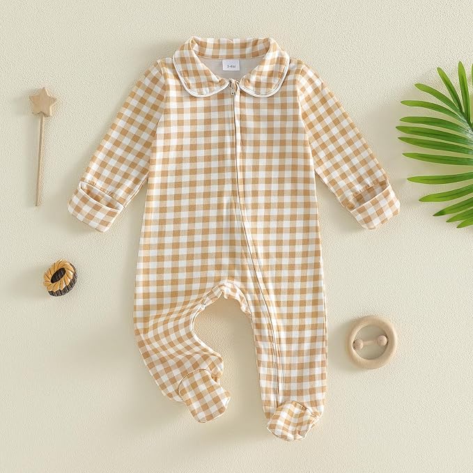 Seyurigaoka Newborn Baby Boy Girl Romper Long Sleeve Zipper Jumpsuit - Image 4
