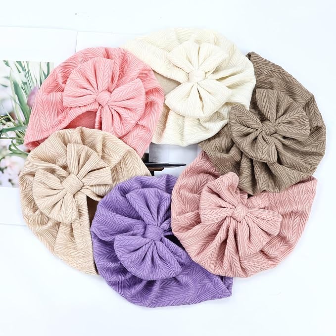 Cinaci 6 Pack Nursery Hospital Caps Bonnets Beanies Headwraps Turban Hats - Image 8